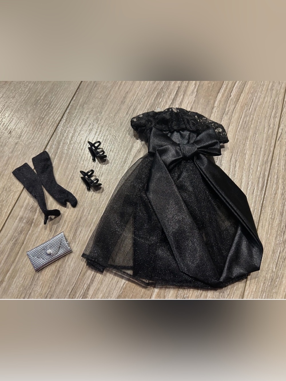 Integrity Candi Couture Black Lace Big Bow Dress Doll Outfit